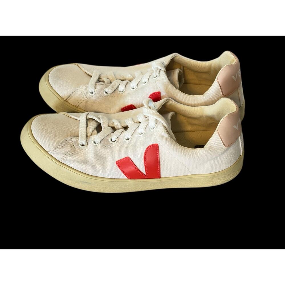 Veja White & Pink Campo Organic Recycled Canvas Sneaker •Women 38/ 7• Nice Cond - Picture 5 of 11